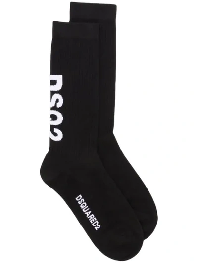 Dsquared2 Logo Knit Socks - Black