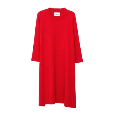 Arela Dolly Merino Wool Dress In Red In Bright Red