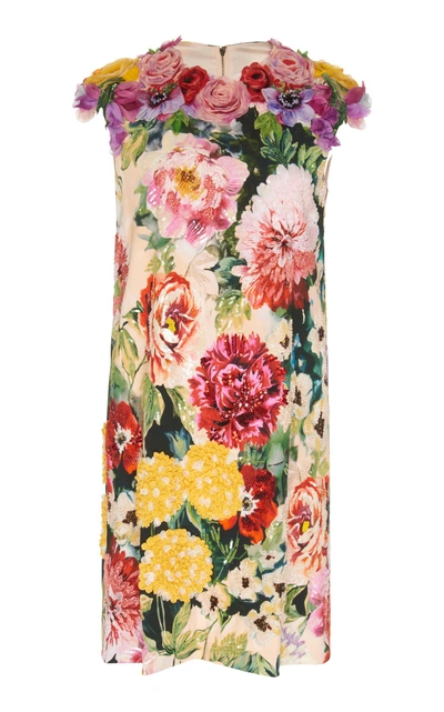 Dolce & Gabbana Embellished Floral Stretch-crepe Mini Dress