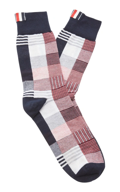 Thom Browne Checked Cotton-blend Socks In Plaid
