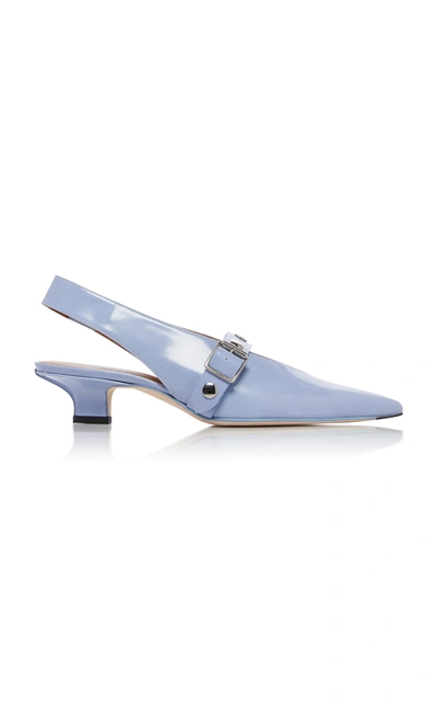 Victoria Beckham Punky Studded Buckled Patent-leather Pumps In Blue