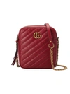 Gucci Gg Marmont Tall Chevron Leather Crossbody Bag In Red Matelassé Leather