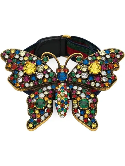 Gucci Crystal Studded Butterfly Bracelet In 8517