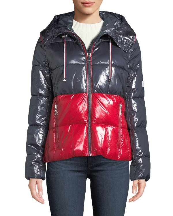 tommy hilfiger shiny puffer coat