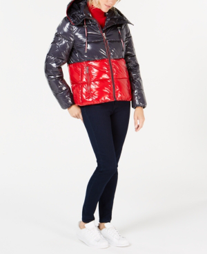 tommy hilfiger shiny puffer coat