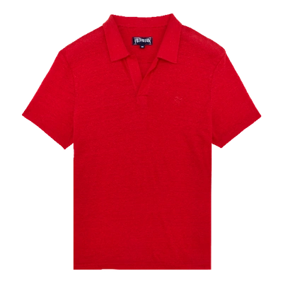 Vilebrequin Men Ready To Wear - Men Linen Jersey Polo Shirt Solid - Polos - Pyramid In Rouge Laque