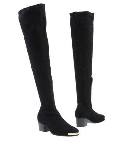 Giuseppe Zanotti 'nicky' Metal Trim Suede Thigh High Boots In Black