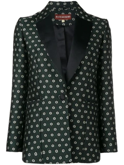 Alexa Chung Single-breasted Floral-jacquard Blazer In Green,black