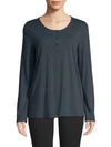 Hanro Sleep And Lounge Long-sleeve Henley In Anthracite