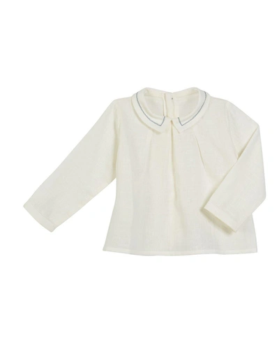 Pili Carrera Long-sleeve Contrast-stitch Top In White