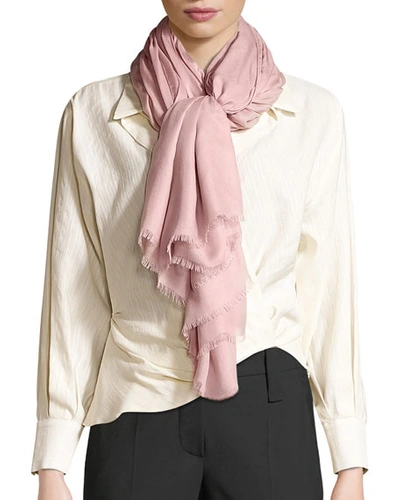 Dolce & Gabbana Solid Cashmere-blend Fringe-finish Scarf In Lilla Polvere