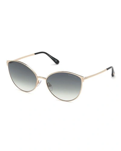 Tom Ford Zeila 60mm Mirrored Cat Eye Sunglasses In Rose Gold/ Black/ Smoke