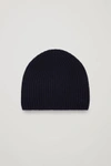 Cos Ribbed Cashmere Hat In Blue