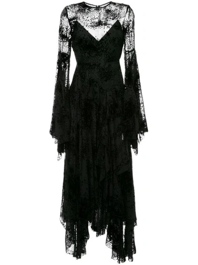 Alex Perry Flared Lace Dress In Black