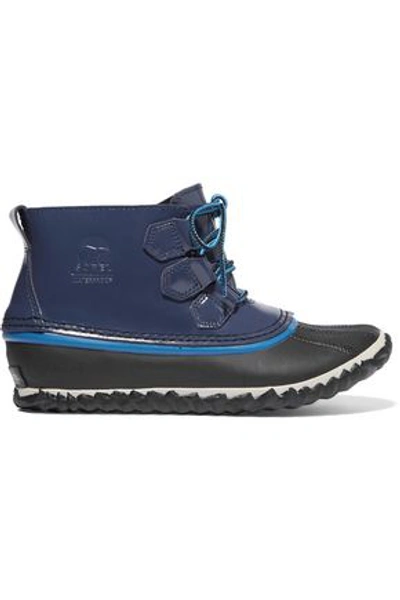 Sorel Out N About Rain Waterproof Patent-leather And Rubber Boots In Blue