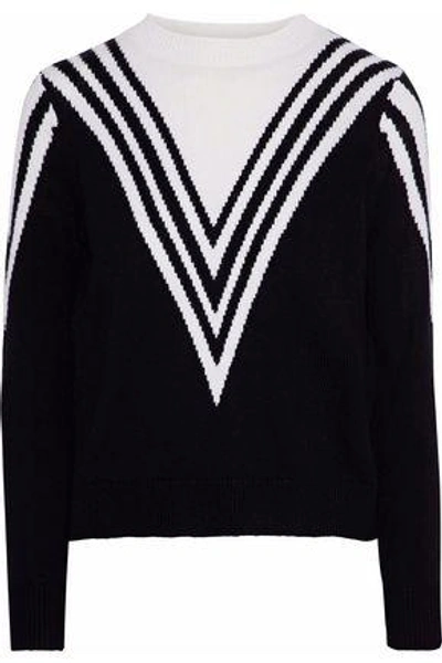Raoul Woman Intarsia Cotton Sweater Black