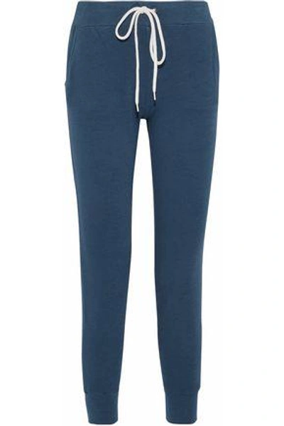 Monrow Woman Cropped French Terry Track Pants Cobalt Blue