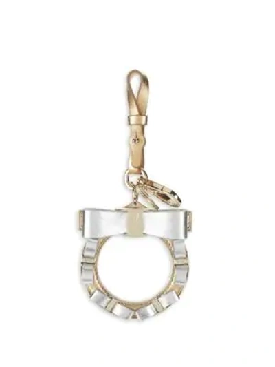 Ferragamo Gancino Charm Leather Key Ring In Multi
