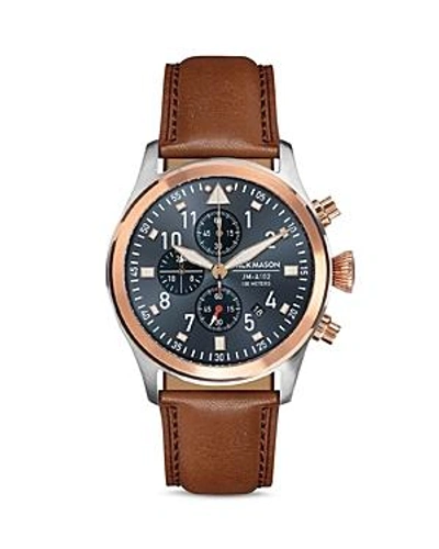 Jack Mason Aviation Leather Strap Chronograph Watch In Blue