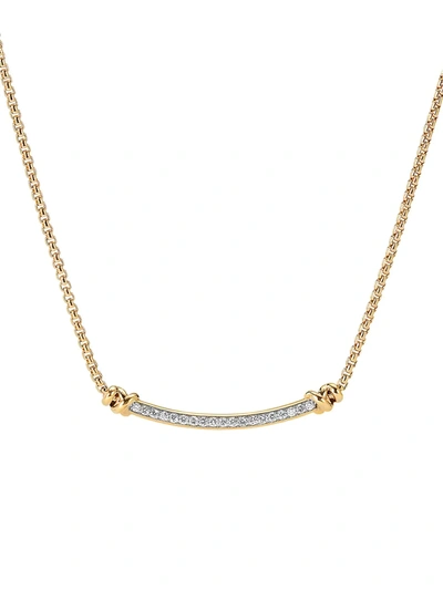 David Yurman Crossover Bar Necklace In 18k Yellow Gold With Diamonds In White/gold