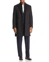 Corneliani Id Wool Topcoat With Zip-out Bib In Charcoal Gray