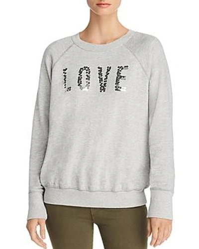 Sundry Love Sequined Raglan Pullover Sweater In Heather Gray