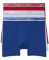 Calvin Klein Men's Comfort Microfiber Boxer Brief 3 Pack In Biking Red/dusty Blue/capsize