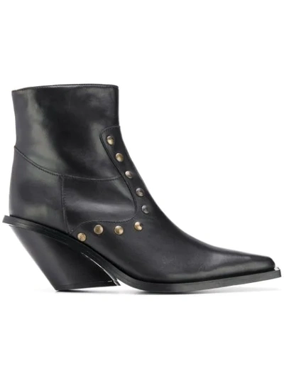 Gia Couture Studded Ankle Boots In Black