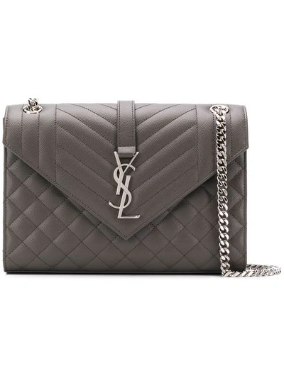 Saint Laurent Envelope Medium Shoulder Bag In Grey