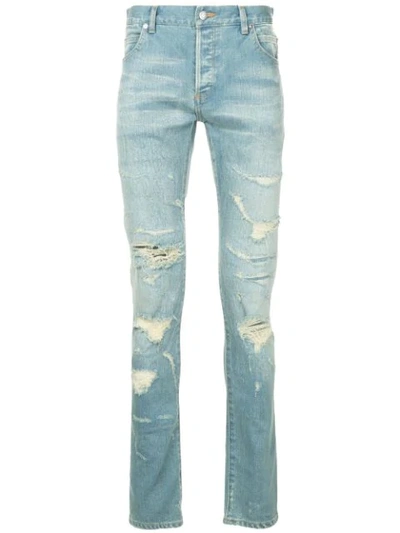 Balmain Slim-fit Distressed Jeans - Blue