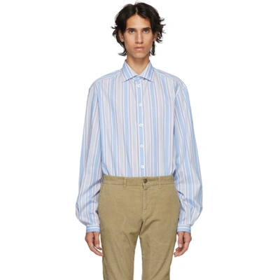 Gucci Striped Oversized Shirt In 3978 Azure