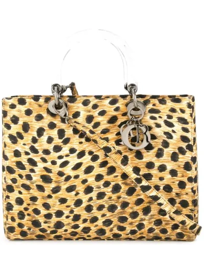 Pre-owned Dior Lady  Leopard Print Bag In Brown