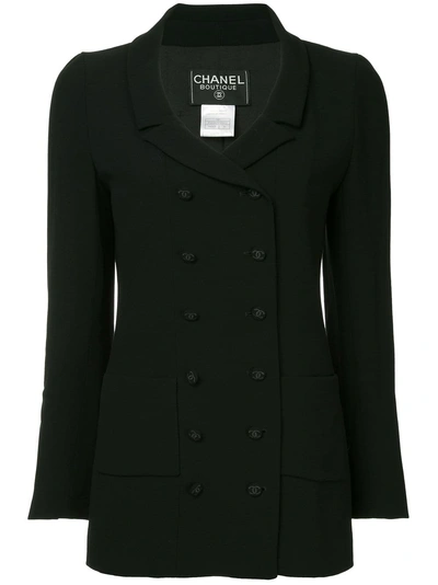 Pre-owned Chanel Vintage  Long Sleeve Coat Jacket - Black