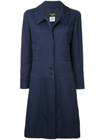 Pre-owned Chanel Vintage Long Sleeve Coat Jacket - Blue