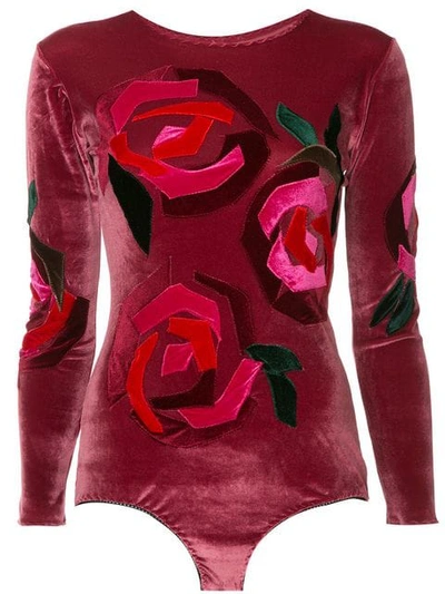 Alexia Hentsch Rose Velvet Body In Red ,multicolour