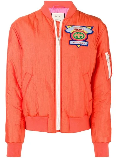 Gucci Textured Bomber Jacket In Orange