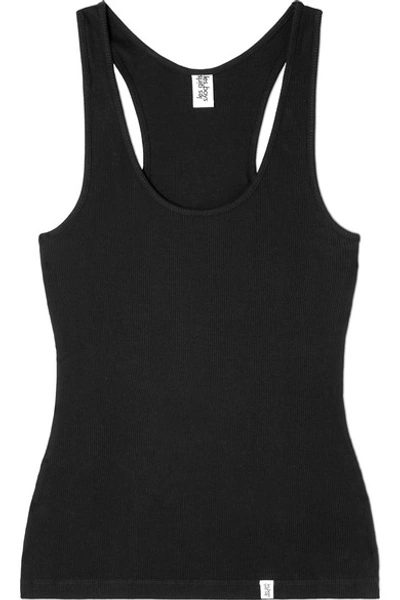 Les Girls Les Boys Ribbed Stretch-cotton Jersey Tank In Black