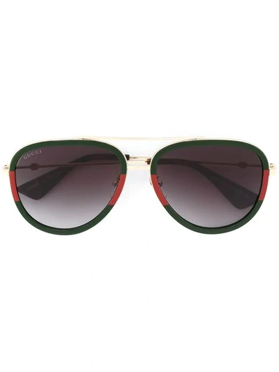 Gucci Web Frame Aviator Sunglasses In Metallic