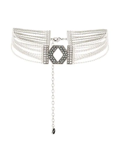Karl Lagerfeld K Fringe Choker Necklace In Silver