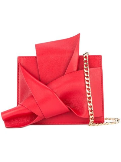 N°21 Knotted Square Clutch In Red