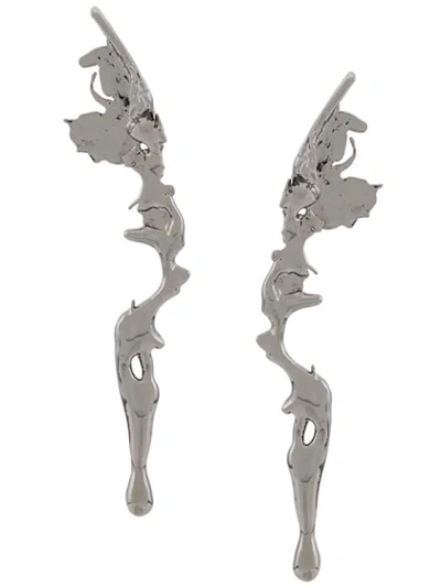 Annelise Michelson Medium Lava Earrings In Silver