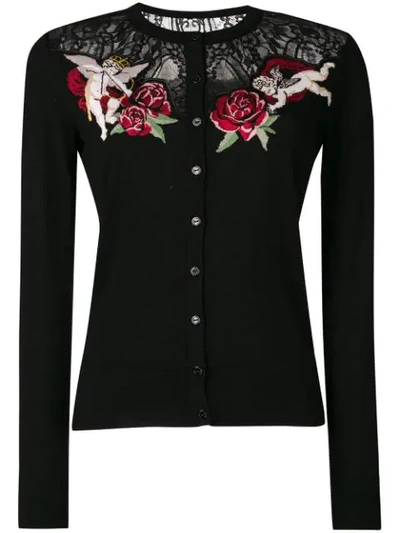 Dolce & Gabbana Rose Angels Cardigan In Black
