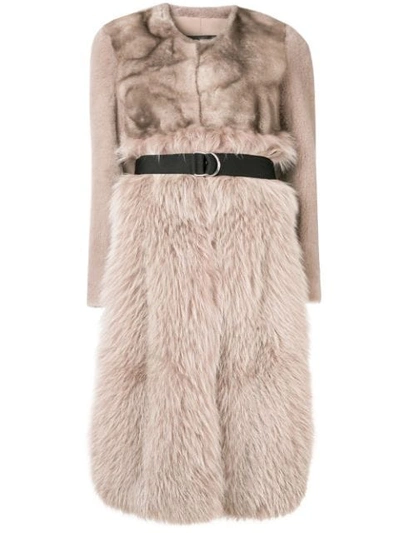 Blancha Fur Mesh Coat In Neutrals