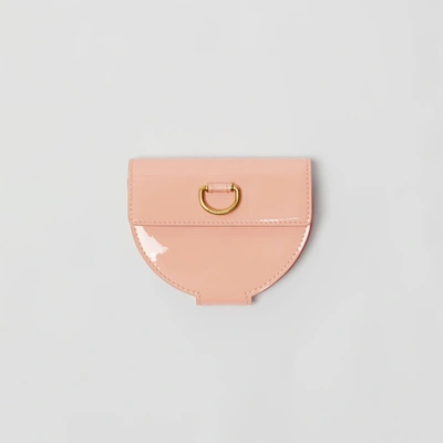 Burberry D-ring Detail Patent Leather Coin Case In Pale Fawn Pink