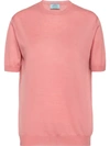 Prada Knitted Tee In Pink