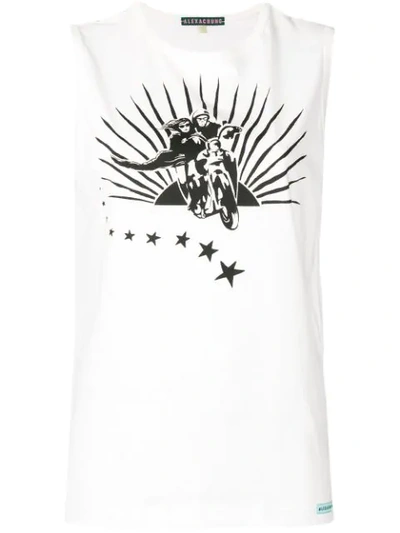 Alexa Chung Motorcycle Vest Top In White