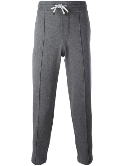 Brunello Cucinelli Drawstring-waist Track Trousers In Grey