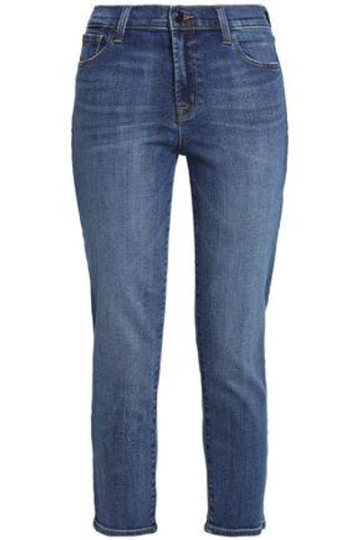 J Brand Cropped High-rise Slim-leg Jeans In Mid Denim