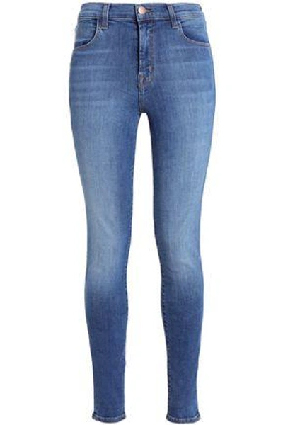 J Brand Woman Faded High-rise Skinny Jeans Mid Denim