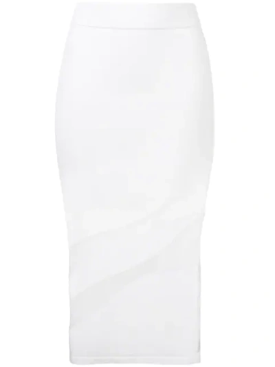 Cushnie Eliza Sheer Panel Skirt In White